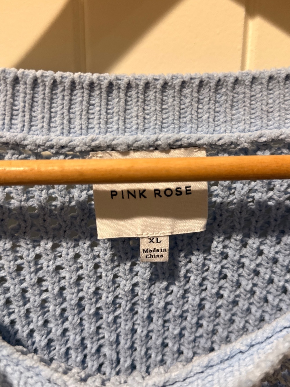 Pink Rose Light Blue Open-Weave Crewneck Sweater - Picture 3 of 3